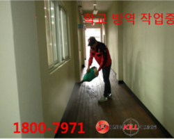 학교 방역작업중